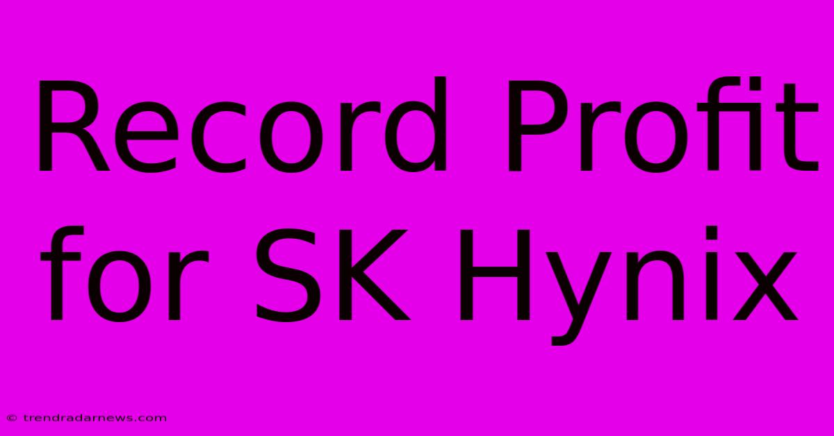 Record Profit For SK Hynix