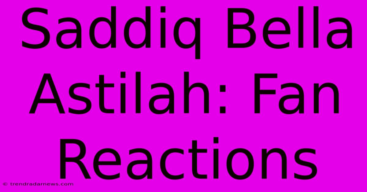 Saddiq Bella Astilah: Fan Reactions