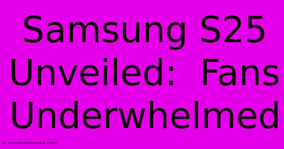 Samsung S25 Unveiled:  Fans Underwhelmed