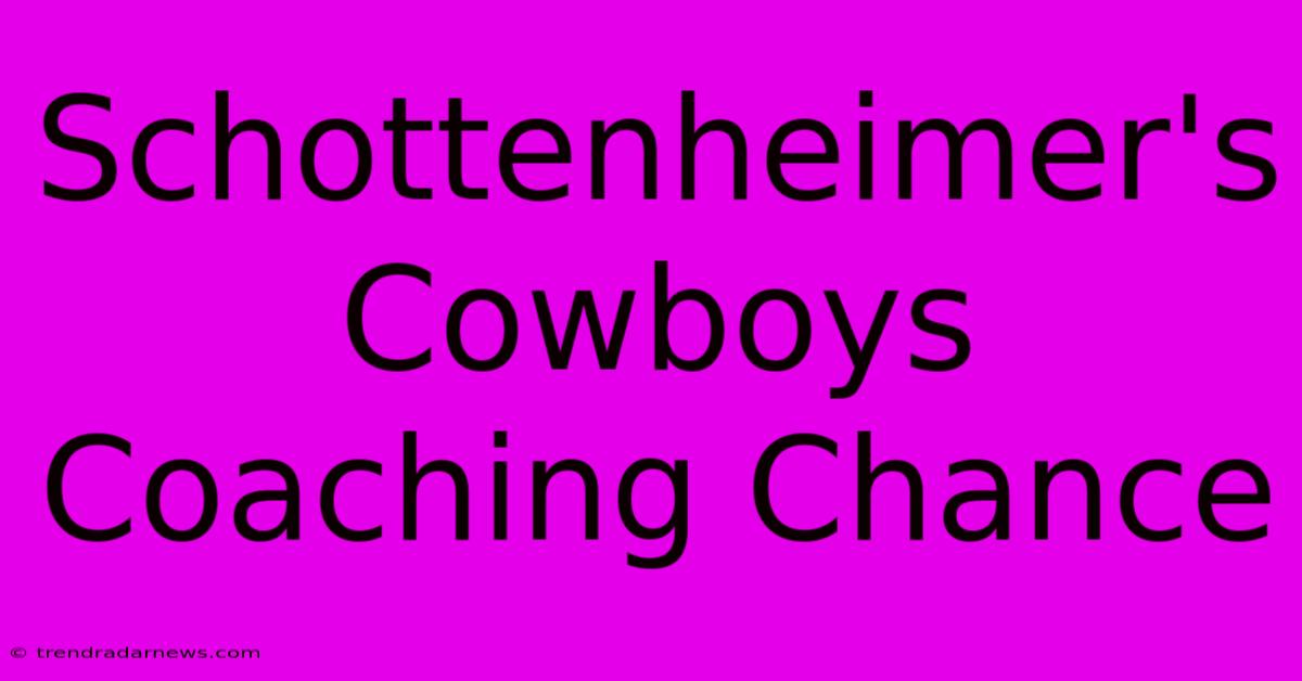 Schottenheimer's Cowboys Coaching Chance