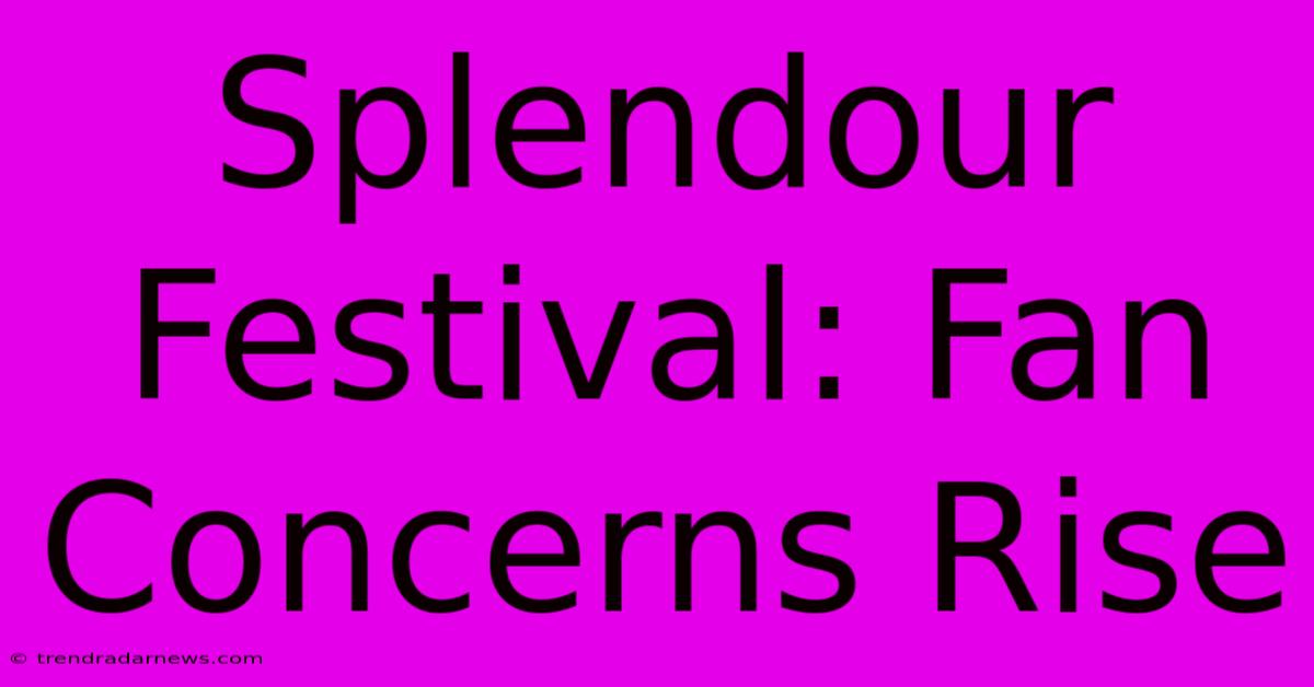 Splendour Festival: Fan Concerns Rise