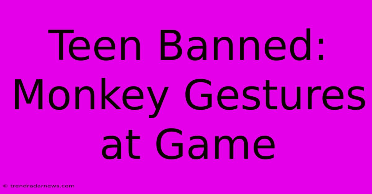 Teen Banned: Monkey Gestures At Game