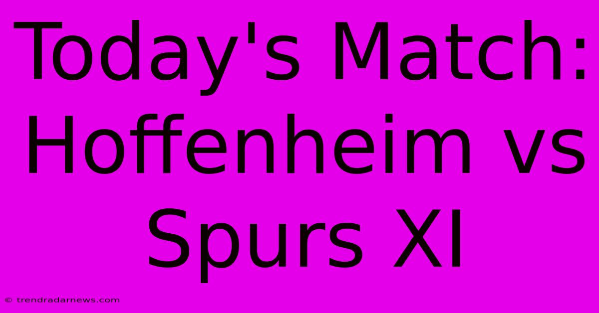 Today's Match: Hoffenheim Vs Spurs XI