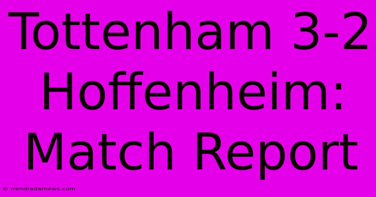 Tottenham 3-2 Hoffenheim: Match Report