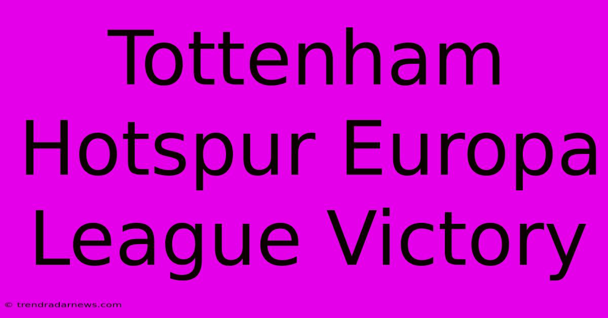 Tottenham Hotspur Europa League Victory