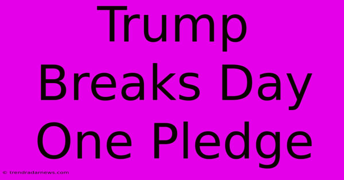 Trump Breaks Day One Pledge