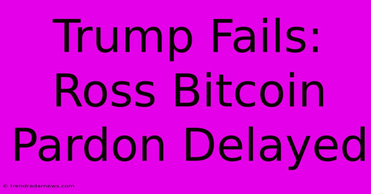 Trump Fails: Ross Bitcoin Pardon Delayed