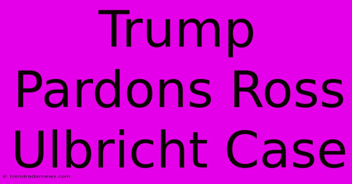 Trump Pardons Ross Ulbricht Case