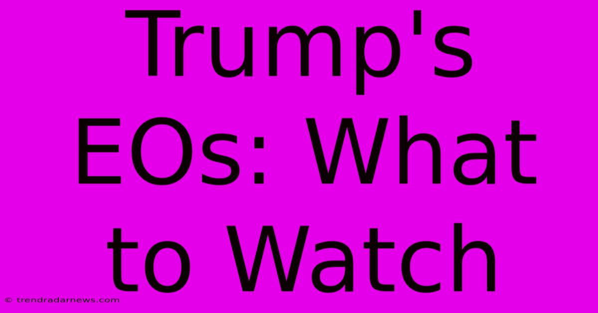 Trump's EOs: What To Watch