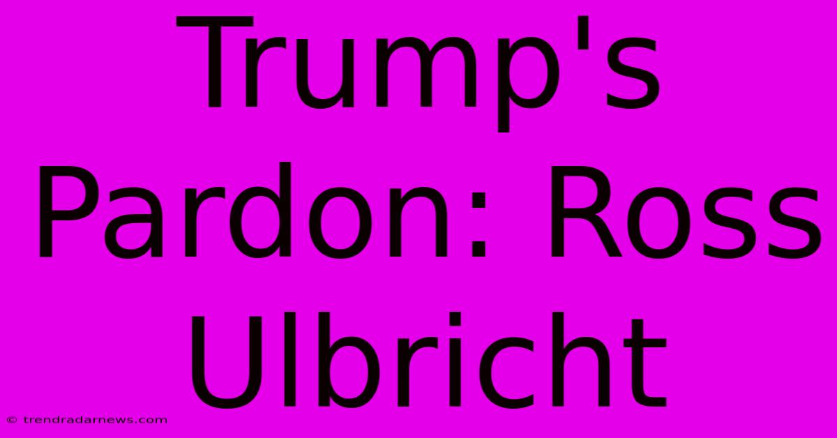 Trump's Pardon: Ross Ulbricht