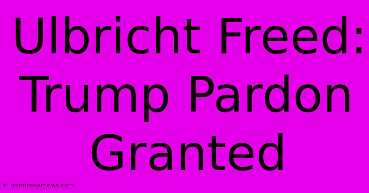 Ulbricht Freed: Trump Pardon Granted