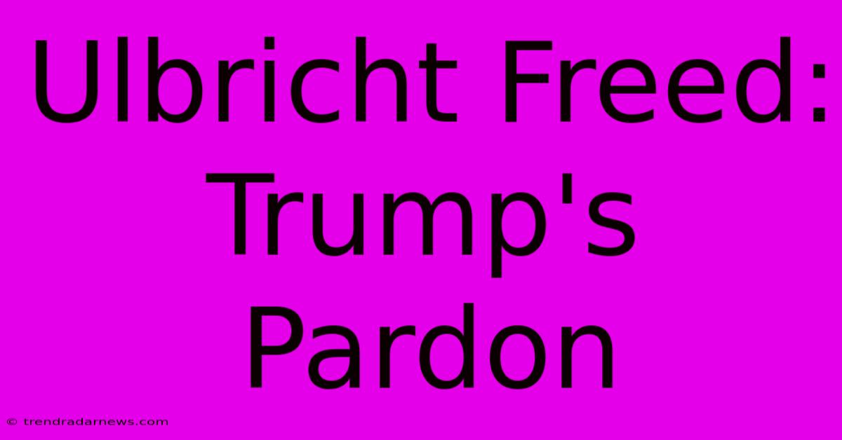 Ulbricht Freed: Trump's Pardon