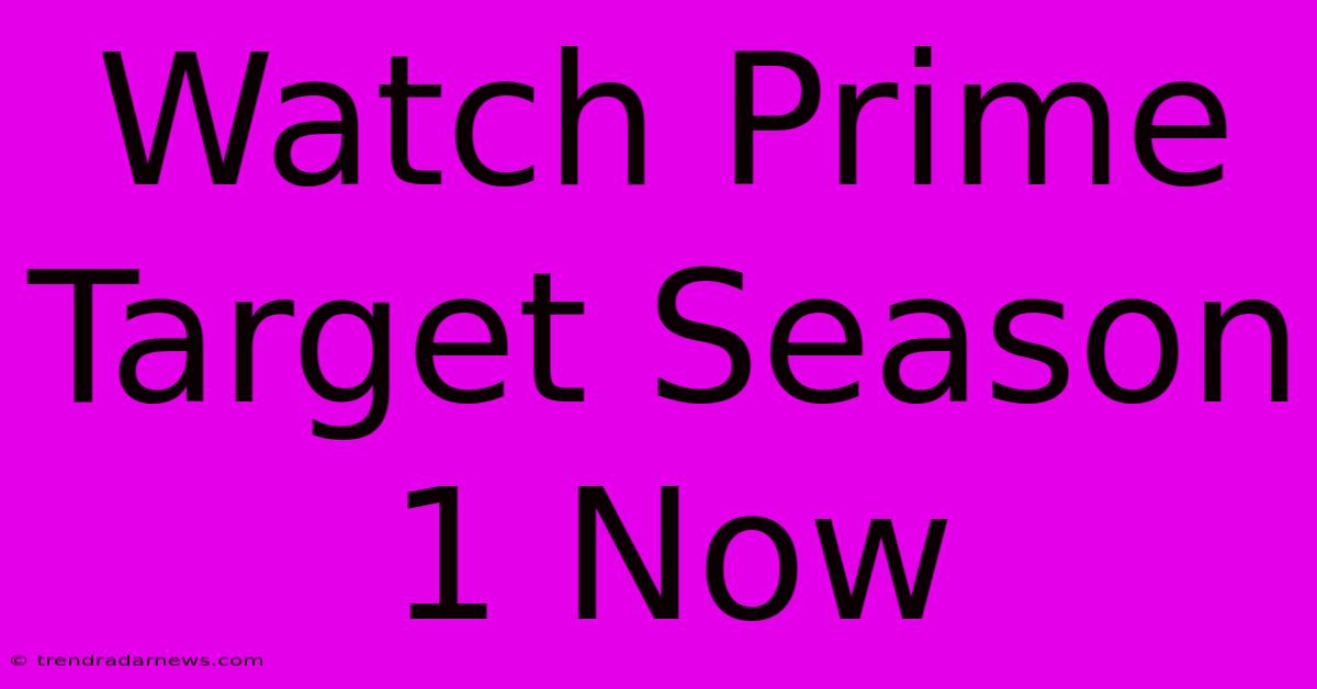 Watch Prime Target Season 1 Now