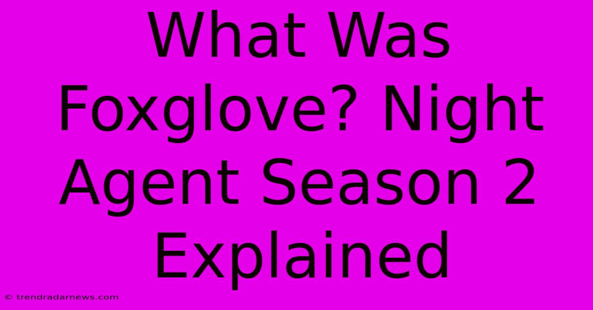 What Was Foxglove? Night Agent Season 2 Explained