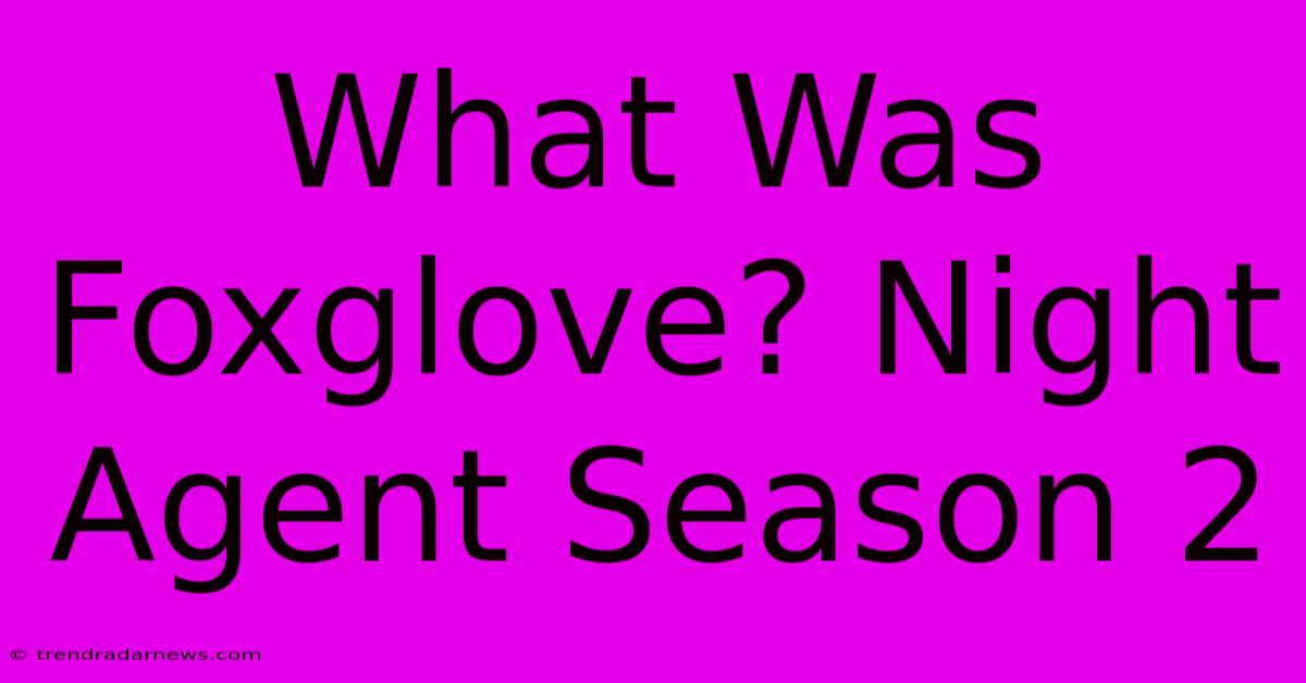 What Was Foxglove? Night Agent Season 2