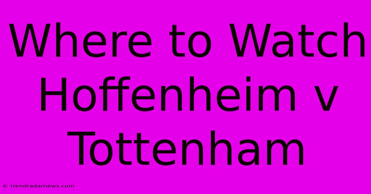 Where To Watch Hoffenheim V Tottenham