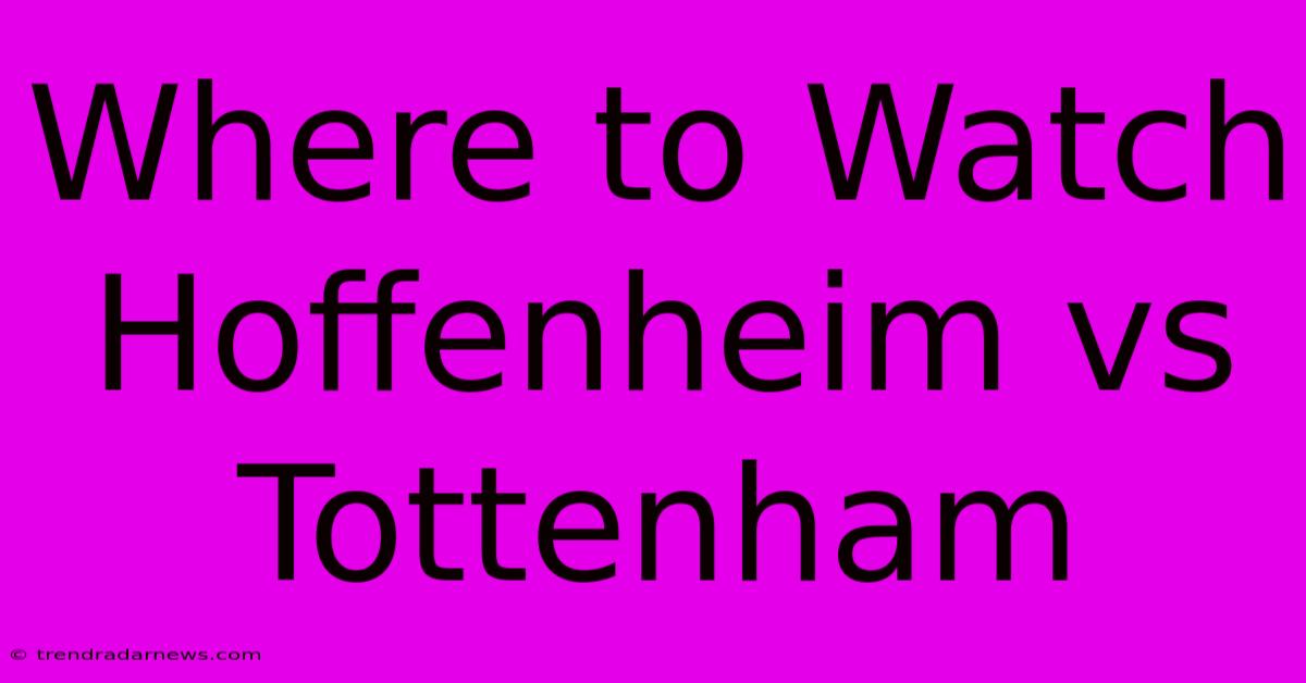 Where To Watch Hoffenheim Vs Tottenham